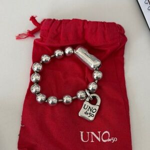 UNO de 50 Silver Beaded Bracelet
